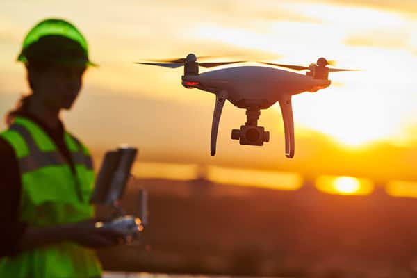 AI in construction project planning with drones